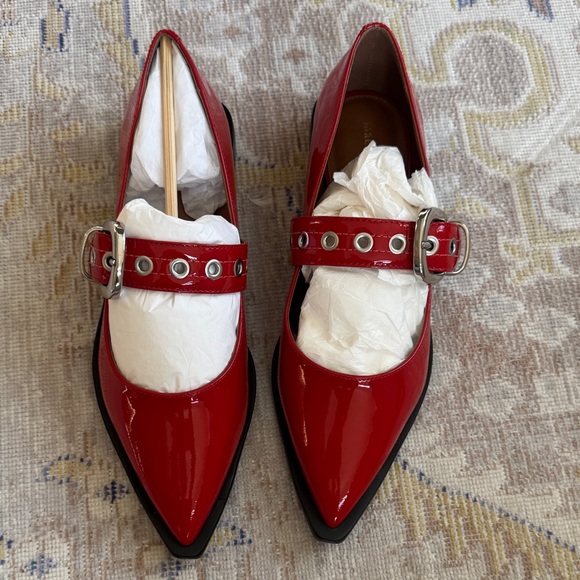 NEW Anthropologie Maeve Pointed-Toe Moto Mary Jane Flats Size 39 - Picture 2 of 10